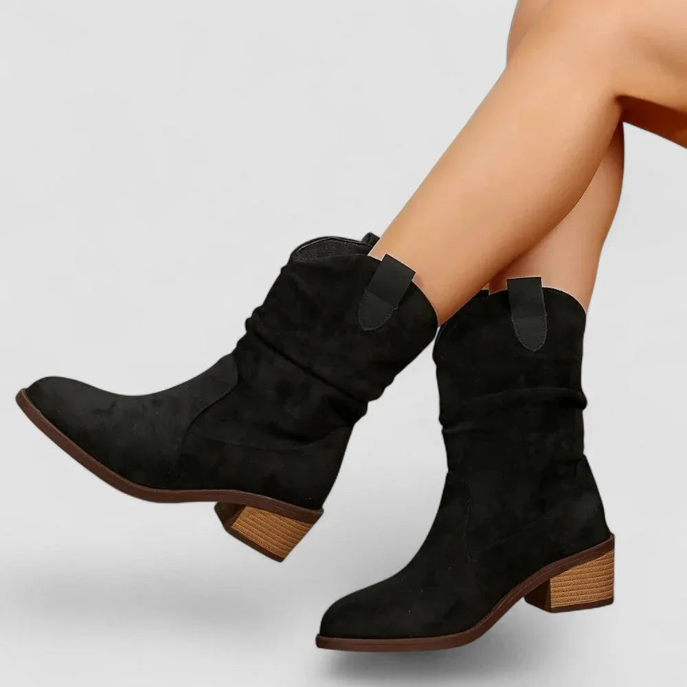 Rachy orthopedic comfort boots with cushioned sole in brown and black
