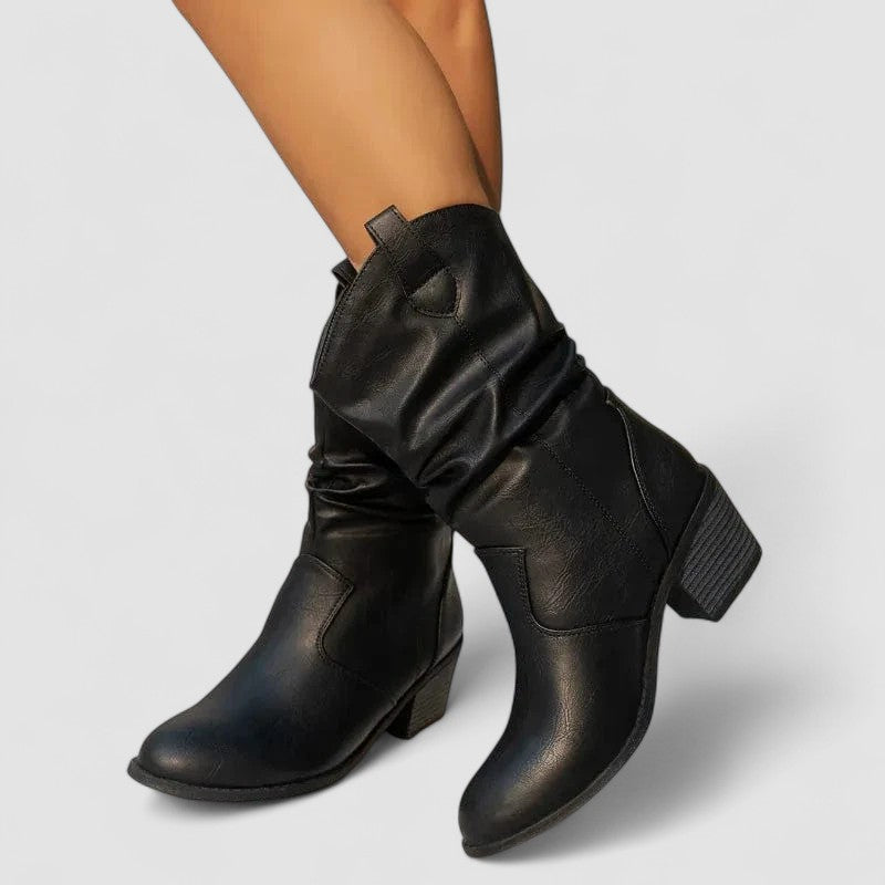 Vivian | Lightweight Leather Boots in Brown & Black