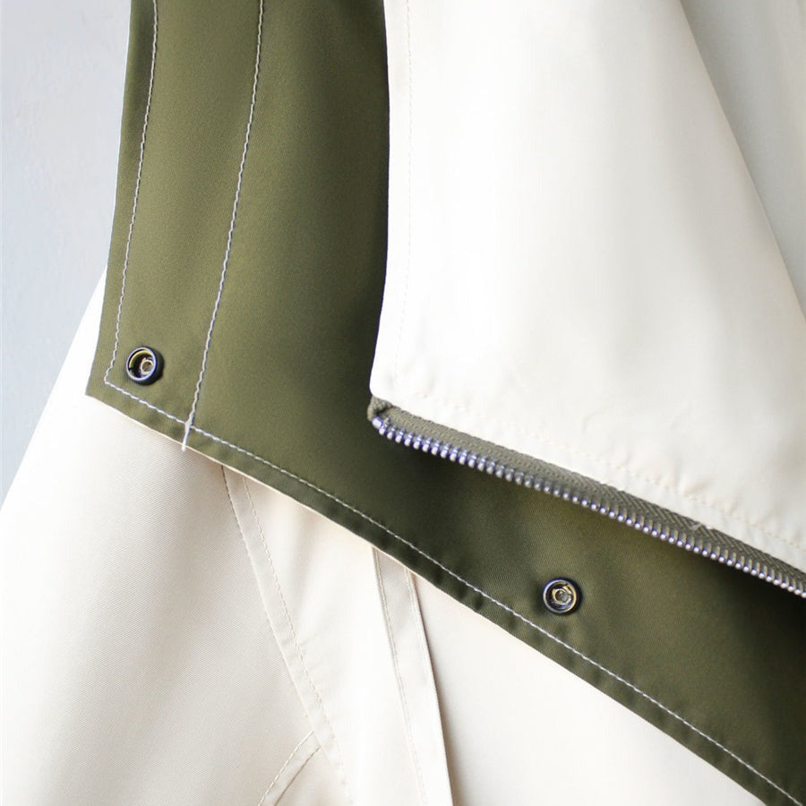 Fiore double-layer windbreaker jacket with drawcord waist and elastic cuffs in white, green and black