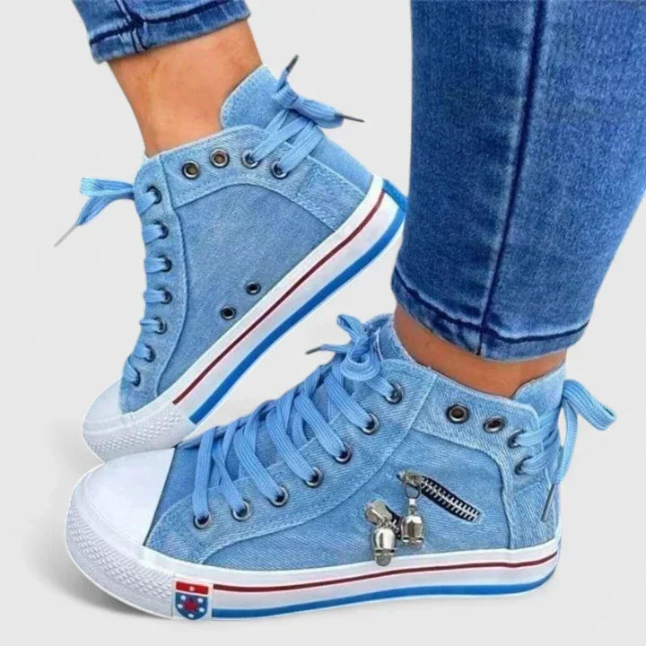 Zhyelle comfortable slip-on everyday shoes in denim blue and navy blue