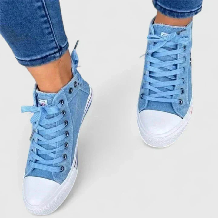 Zhyelle comfortable slip-on everyday shoes in denim blue and navy blue