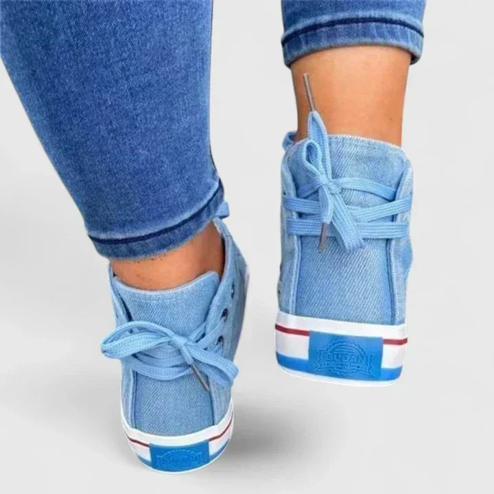 Zhyelle comfortable slip-on everyday shoes in denim blue and navy blue