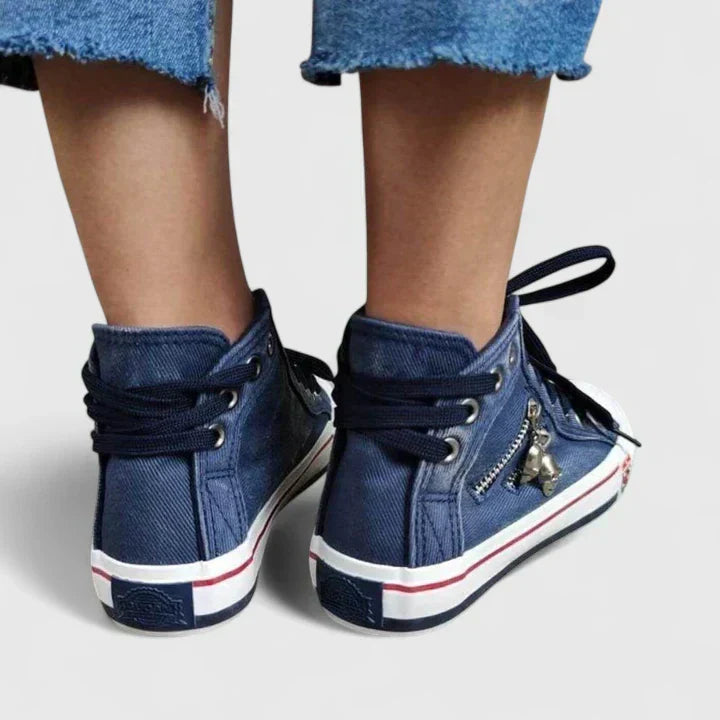 Zhyelle comfortable slip-on everyday shoes in denim blue and navy blue
