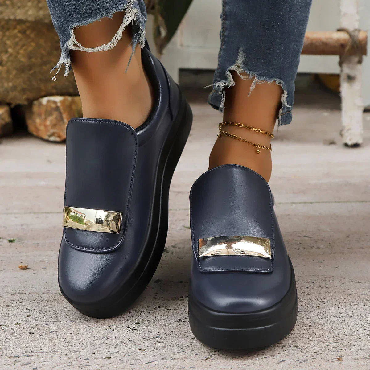 Lottie heritage platform sneakers shown in white, navy, black and olive green