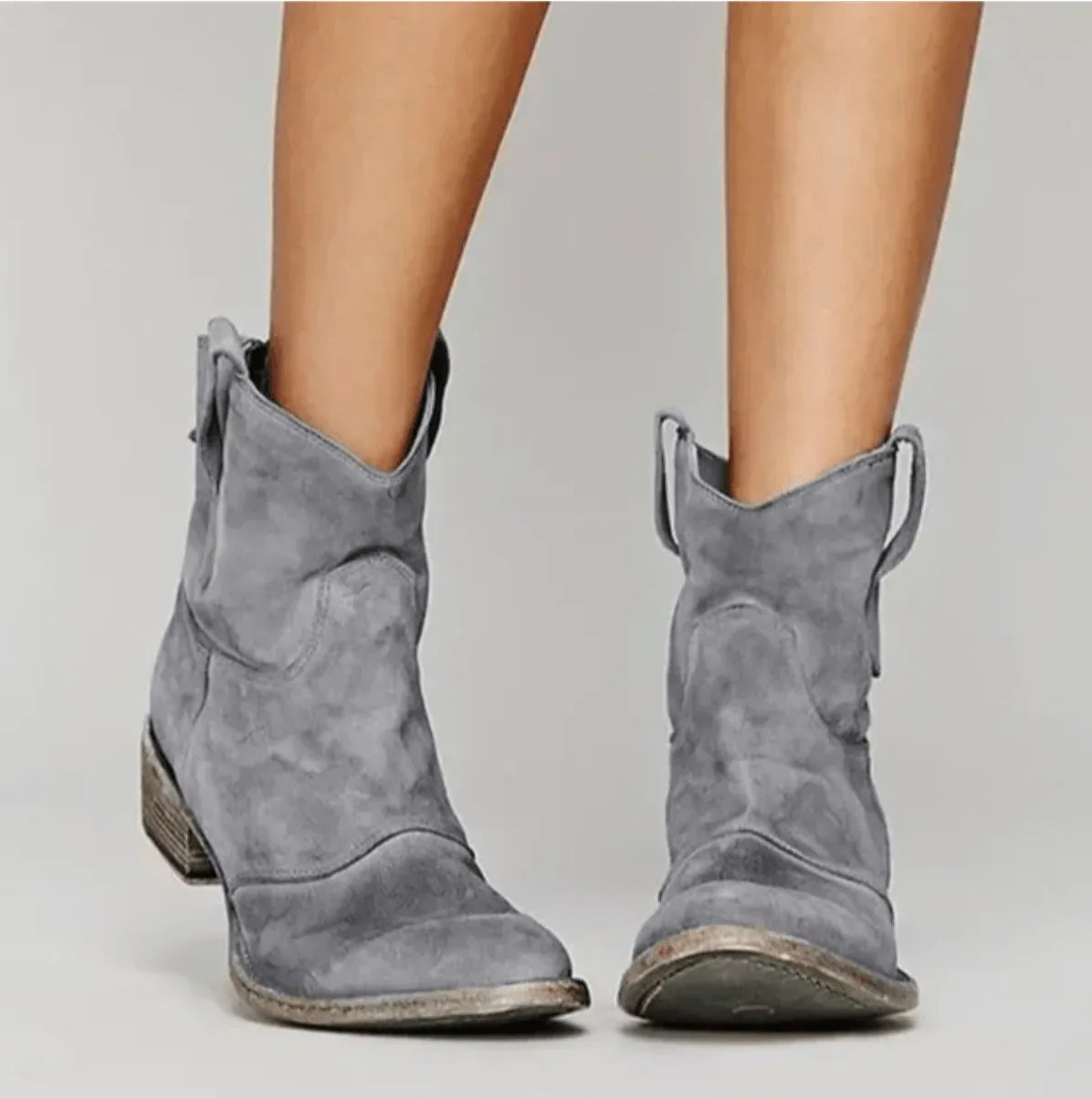 Charlotte suede orthopedic boots with block heel and side-zip, shown in multiple colours