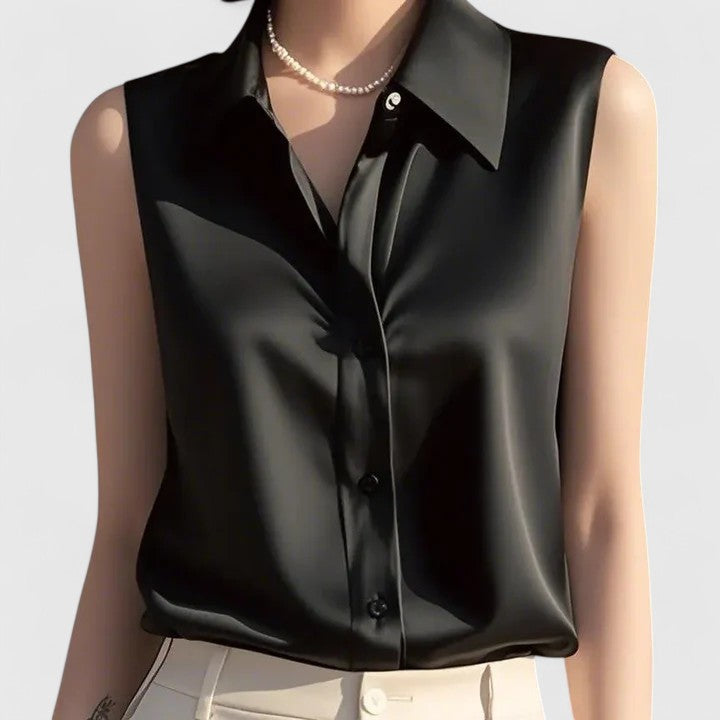 Lavinia sophisticated blouse shown in blue, pink, white and black colour options