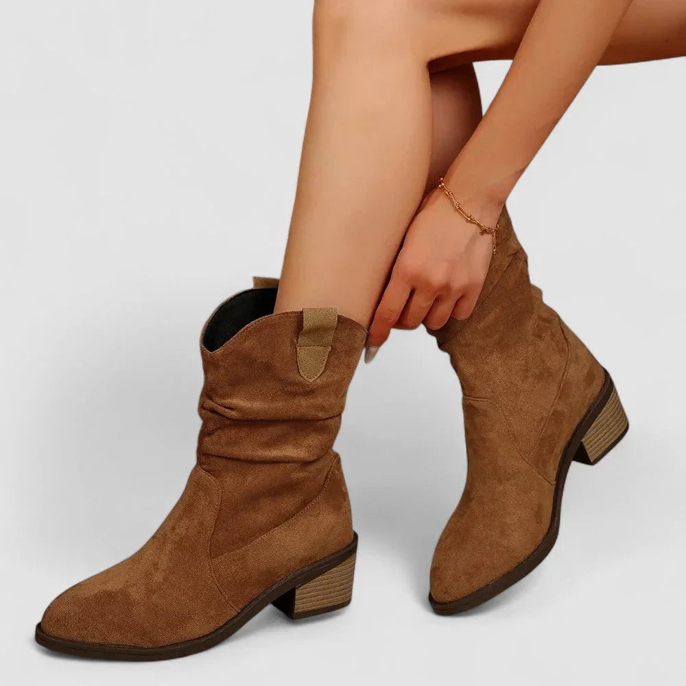 Rachy orthopedic comfort boots with cushioned sole in brown and black