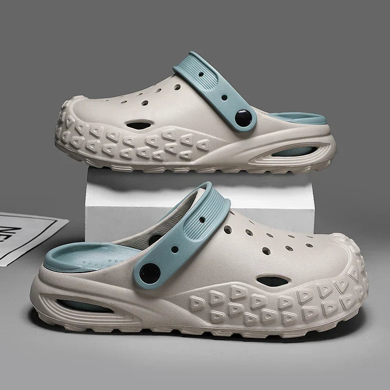 Soft slip-on slides with cushioned sole, shown in beige, white and grey with optional lace detail