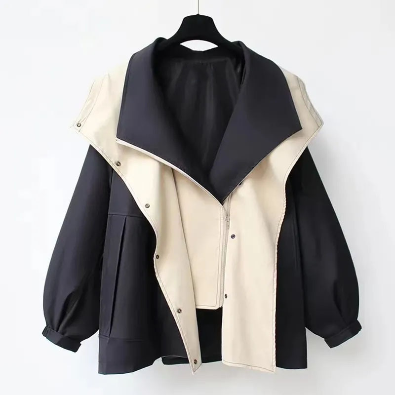 Fiore double-layer windbreaker jacket with drawcord waist and elastic cuffs in white, green and black