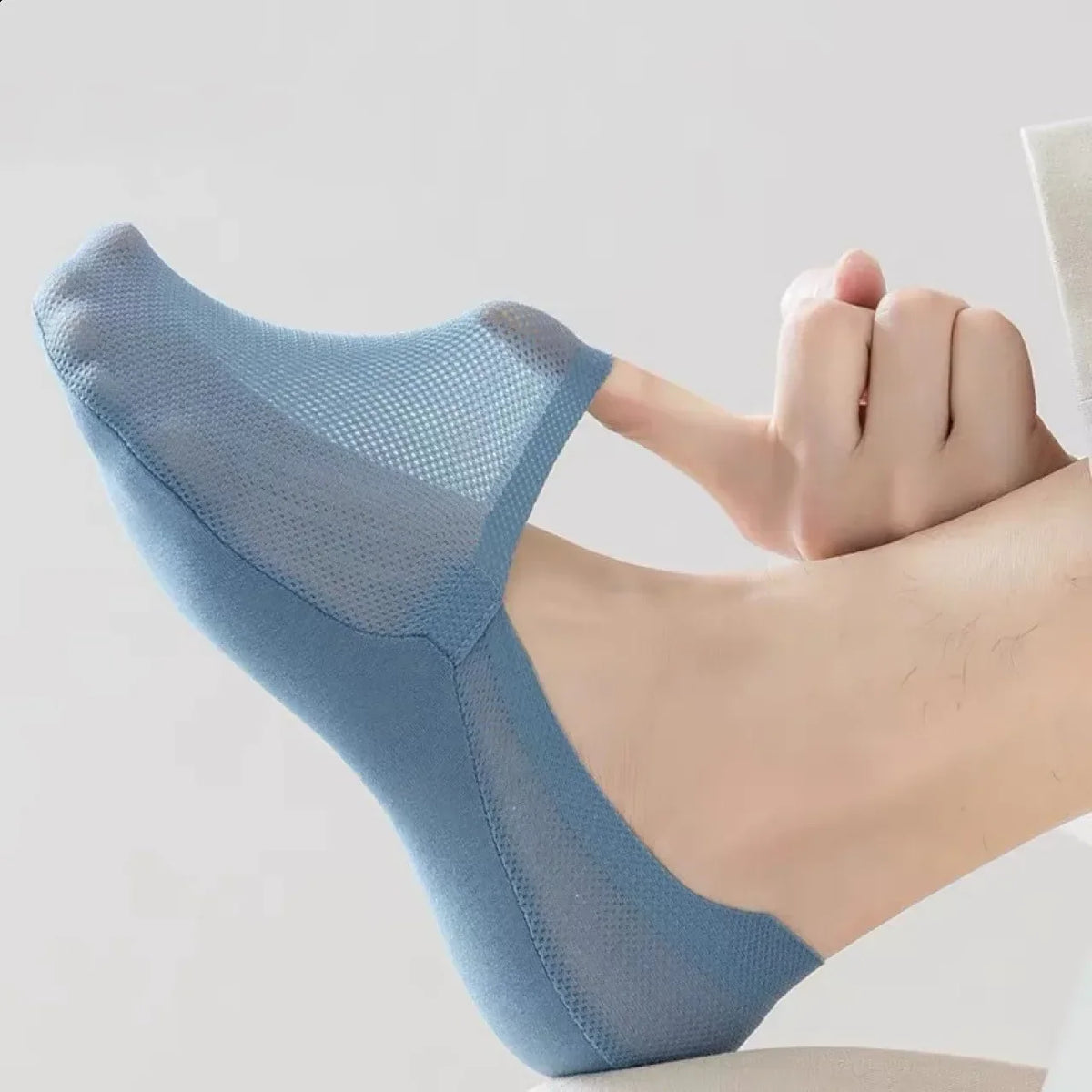 Invisible low-cut anti-slip cotton socks shown in neutral colours