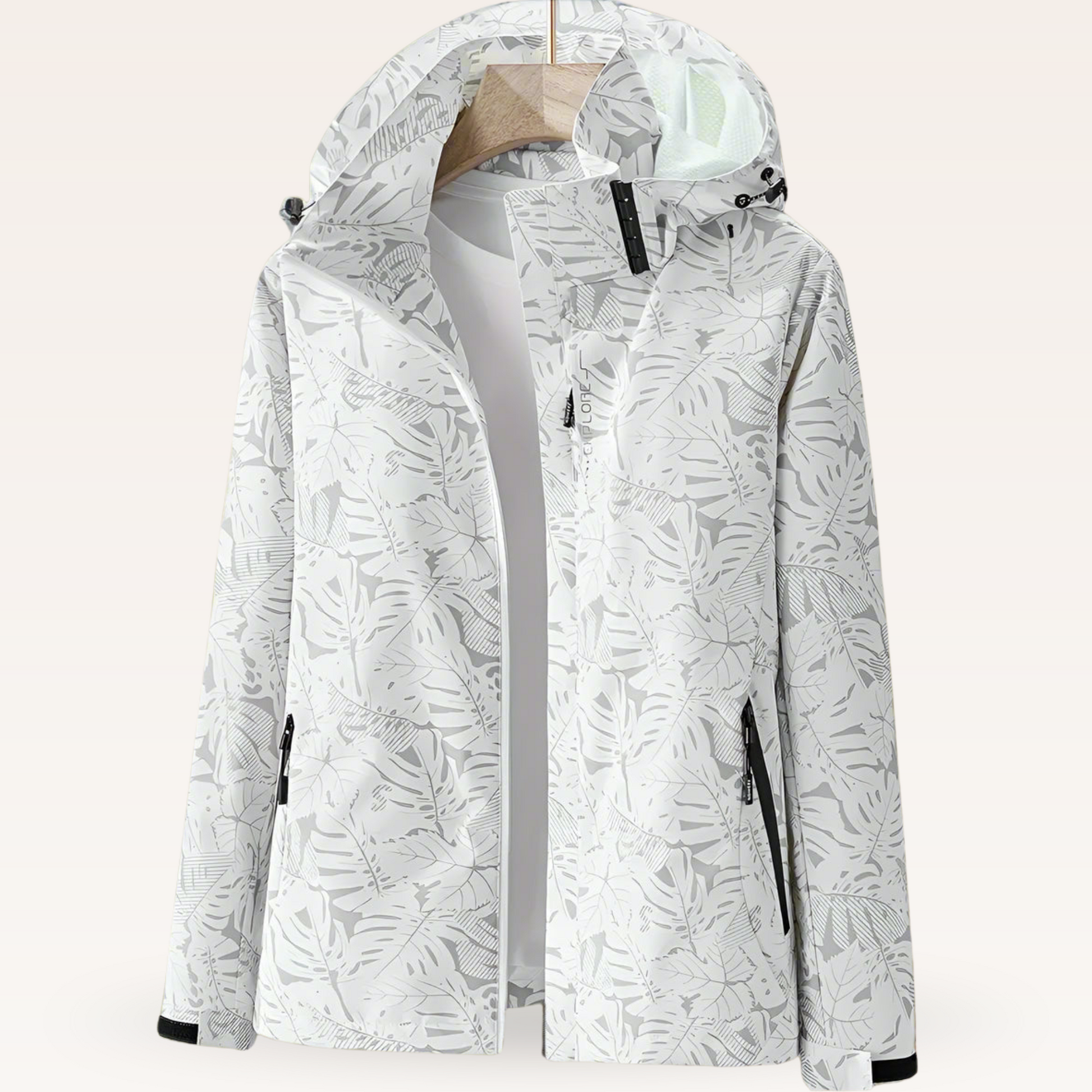 Lightweight women's jacket with a subtle leaf pattern, shown in several colours