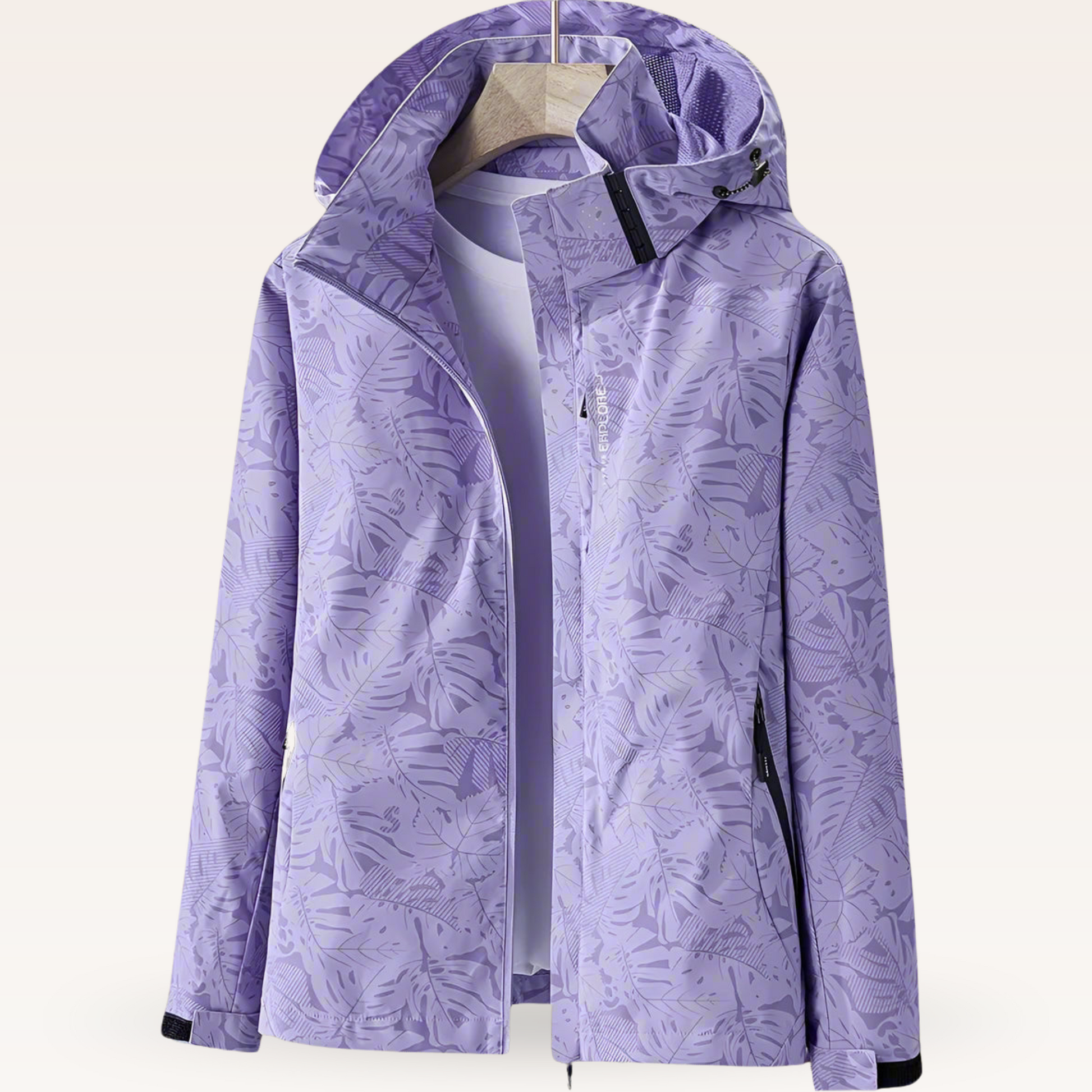 Lightweight women's jacket with a subtle leaf pattern, shown in several colours