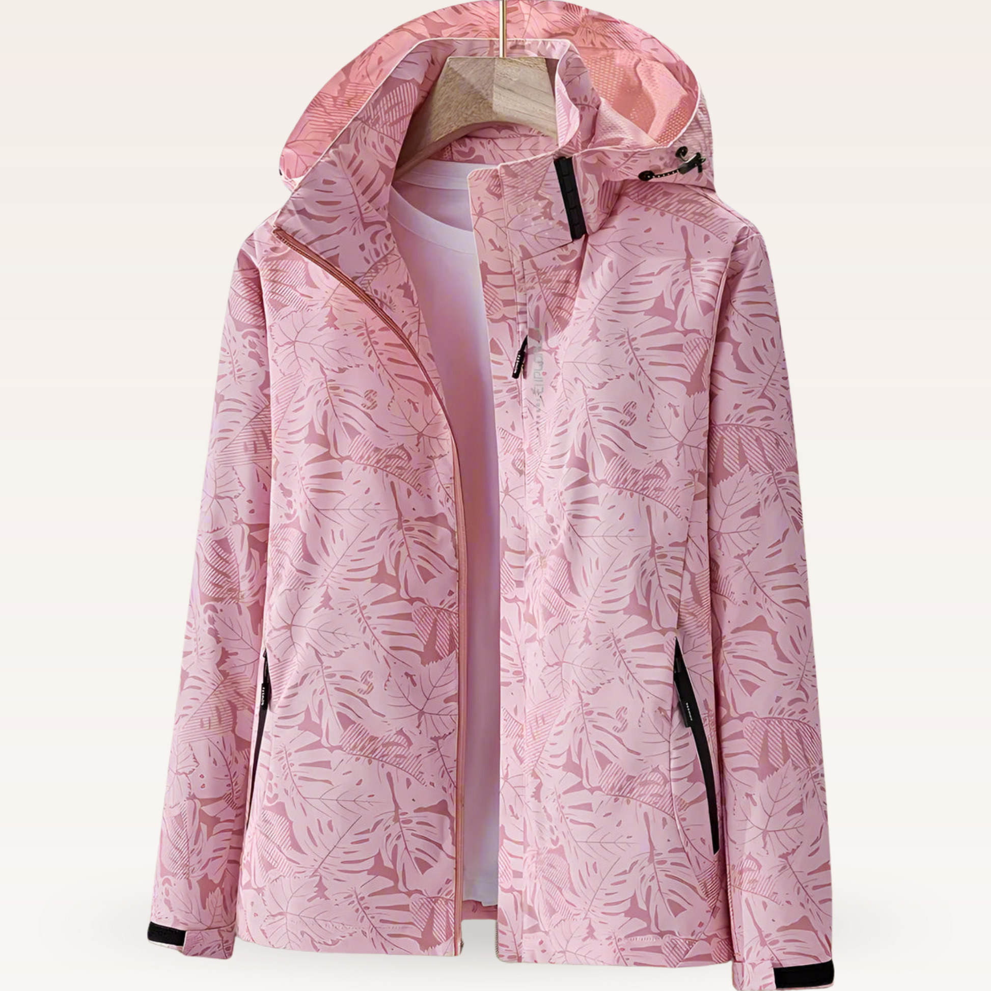 Lightweight women's jacket with a subtle leaf pattern, shown in several colours