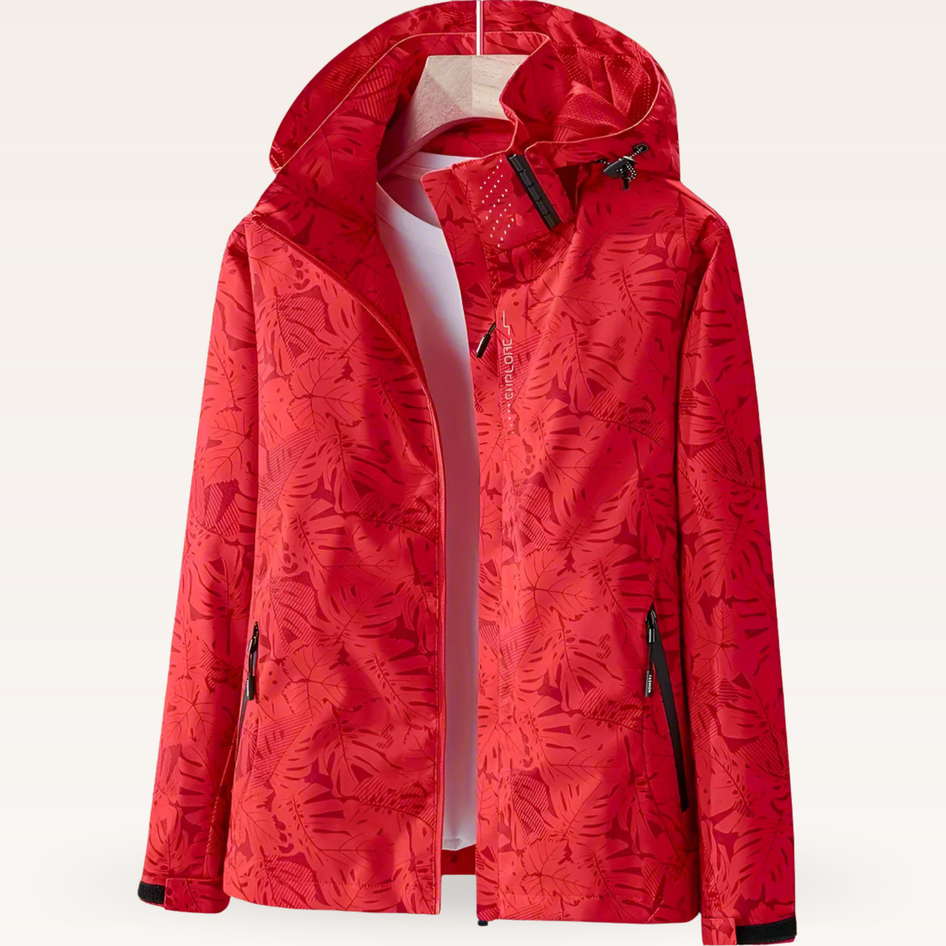 Lightweight women's jacket with a subtle leaf pattern, shown in several colours