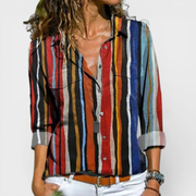 Nadienne elegant blouse shown in sky blue, orange, blue and grey colour options
