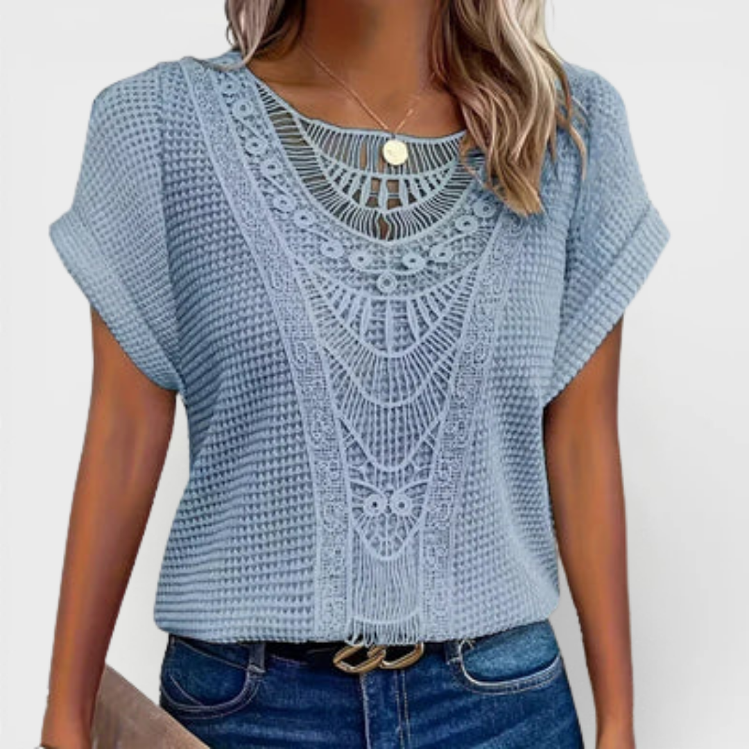 Shirley lace blouse for women shown in soft feminine styling