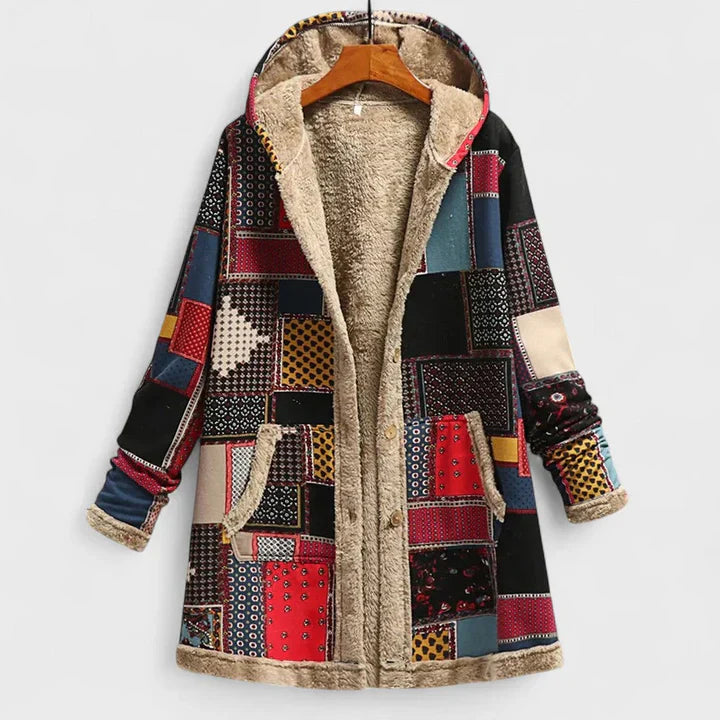 Alisha cosy vintage hooded parka with faux-fur lining, front zip and side pockets