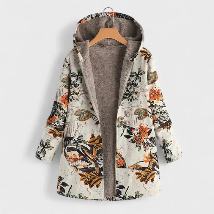 Alisha cosy vintage hooded parka with faux-fur lining, front zip and side pockets