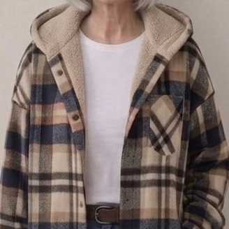 Piper hooded brushed flannel shacket with jersey hood and button chest pockets