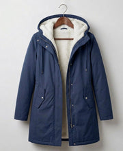 Amélie waterproof fleece-lined long parka with tapered waist, shown in multiple colours