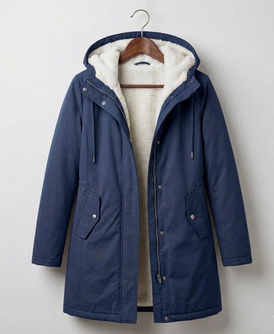 Amélie waterproof fleece-lined long parka with tapered waist, shown in multiple colours