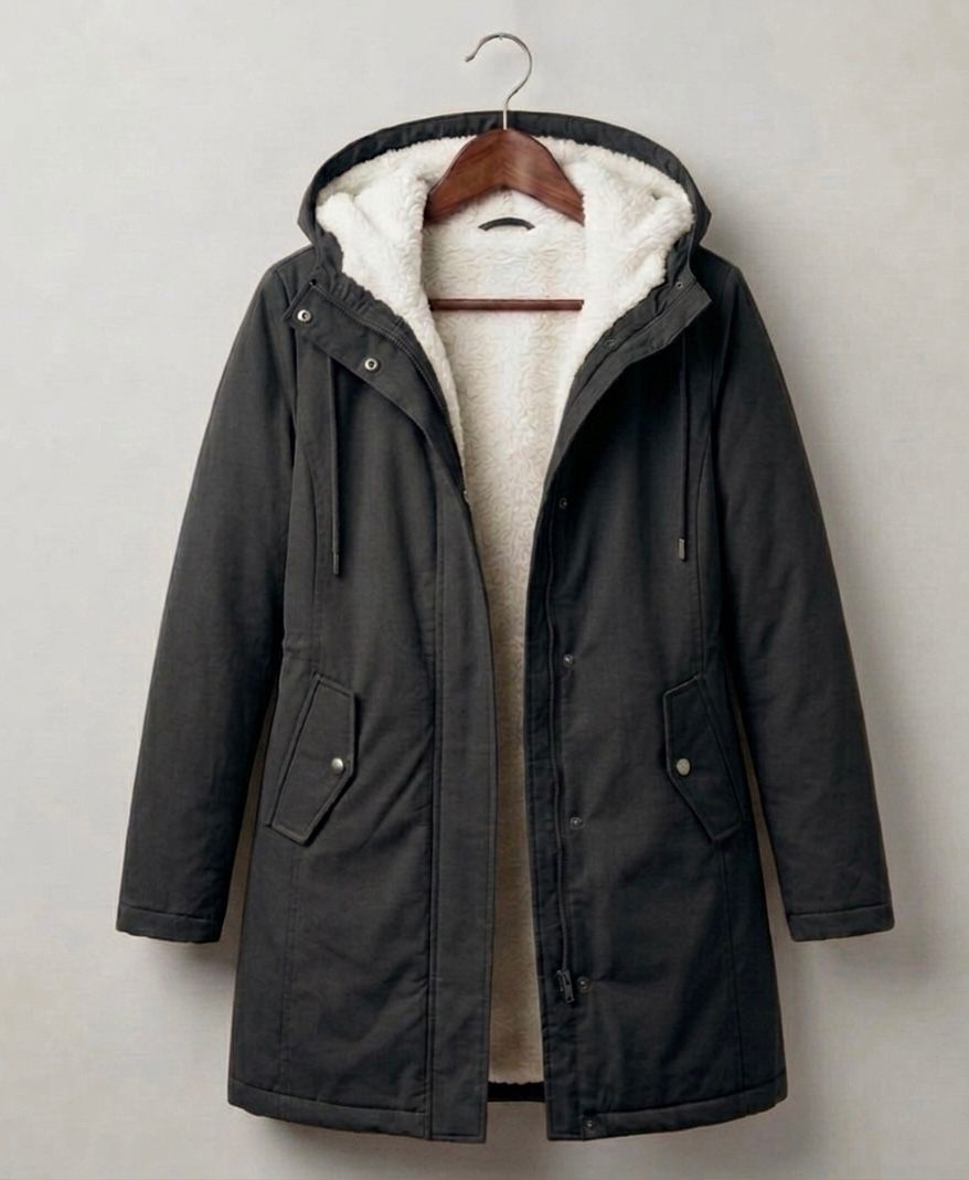 Amélie waterproof fleece-lined long parka with tapered waist, shown in multiple colours