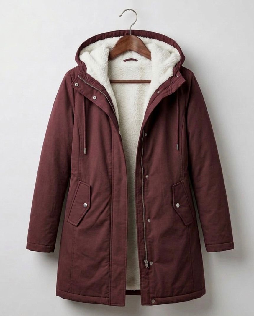 Amélie waterproof fleece-lined long parka with tapered waist, shown in multiple colours