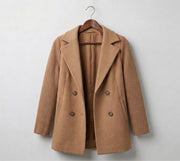 Sasha soft ribbed unstructured blazer coat in a neutral tone with full-length sleeves