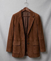 Zarina collarless textured bouclé cropped jacket with statement buttons