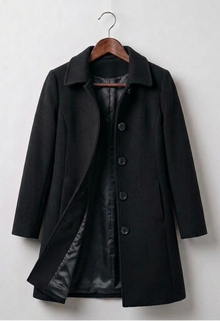 Helena signature tailored coat shown in black, red and blue