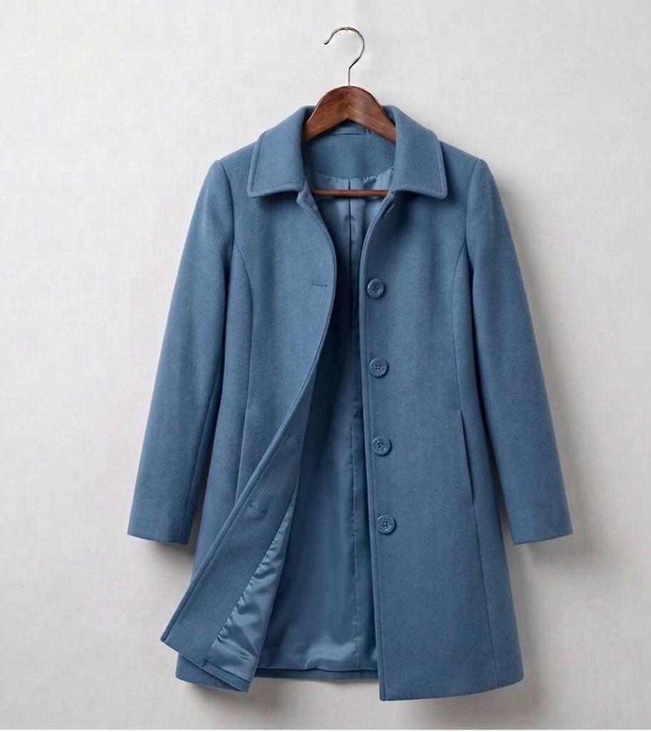 Helena signature tailored coat shown in black, red and blue