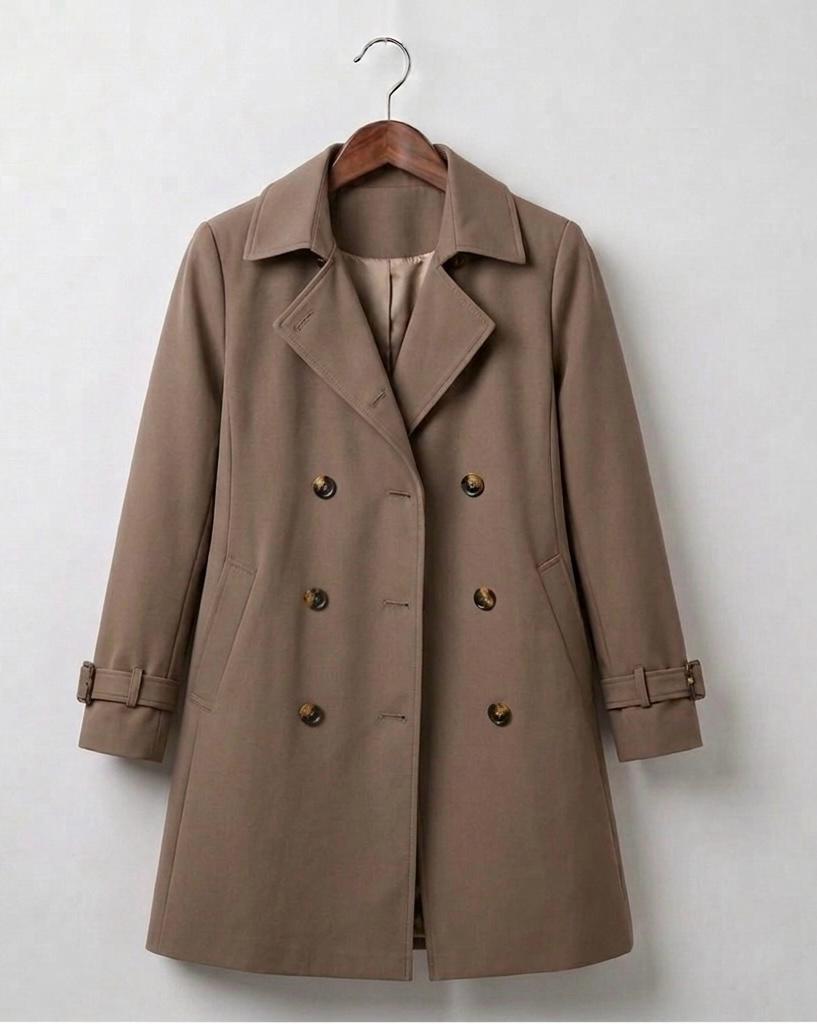 Kate khaki trench coat with a classic relaxed silhouette for women