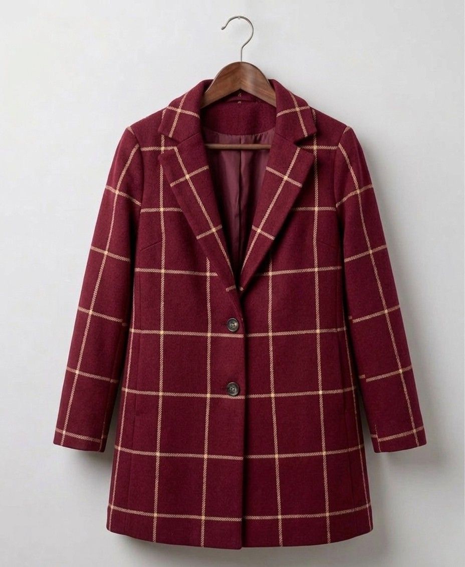 Judith heritage tweed long-line coat with notch lapel and tailored waist in a classic check