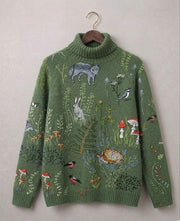 Aimelie relaxed-fit turtleneck jumper with ribbed cuffs, shown in green, blue and light blue