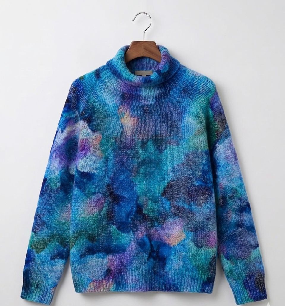 Aimelie relaxed-fit turtleneck jumper with ribbed cuffs, shown in green, blue and light blue