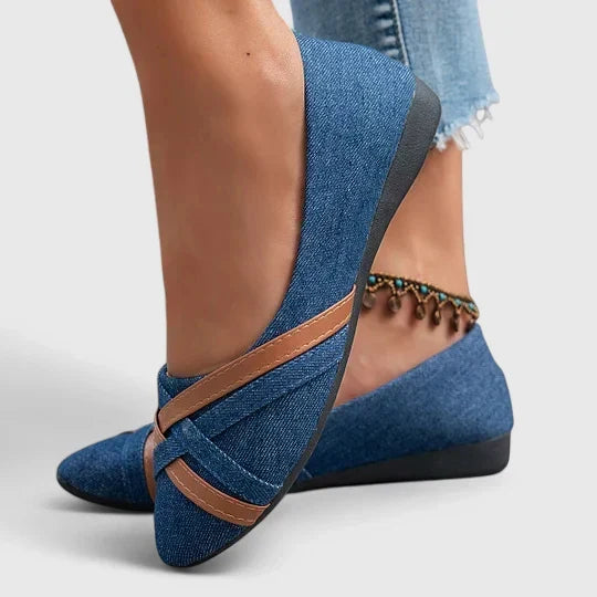 Bea comfortable everyday slip-on shoes shown in blue, black and light blue