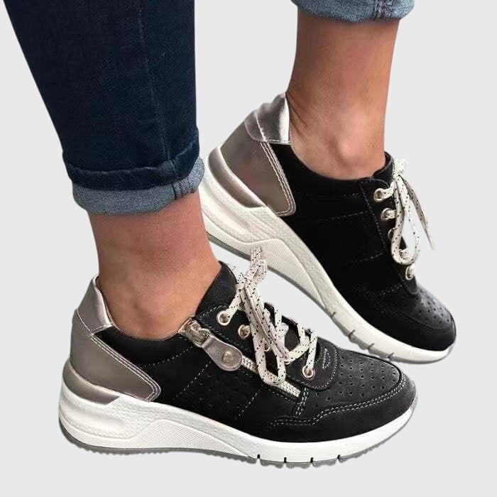 Maddie comfortable everyday sneakers shown in green, grey, blue and black