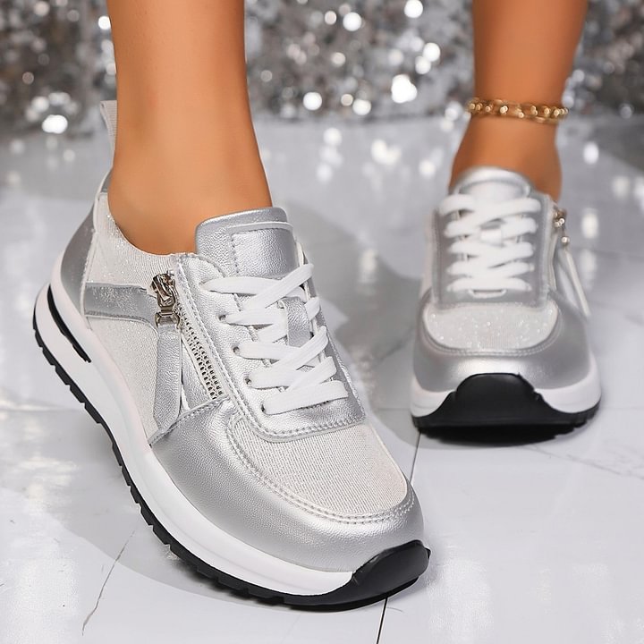 Ashlyn comfortable everyday slip-on sneakers shown in silver, gold, black and brown