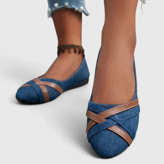 Bea comfortable everyday slip-on shoes shown in blue, black and light blue