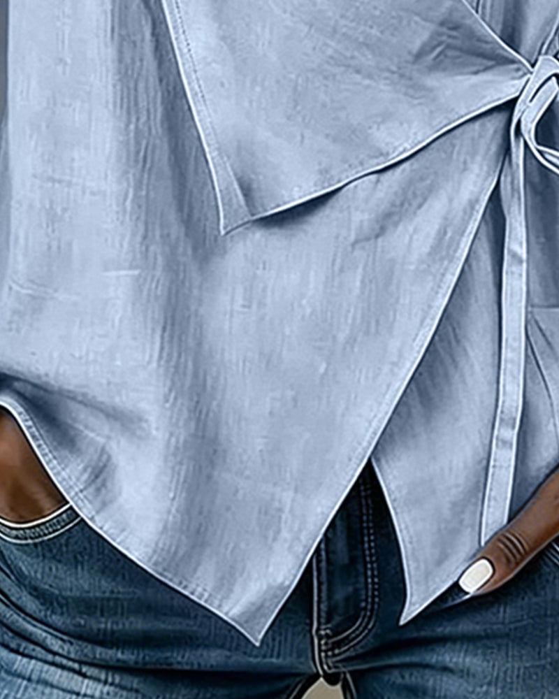 Brenda wide strap crossover top with front bow detail, shown in multiple colours