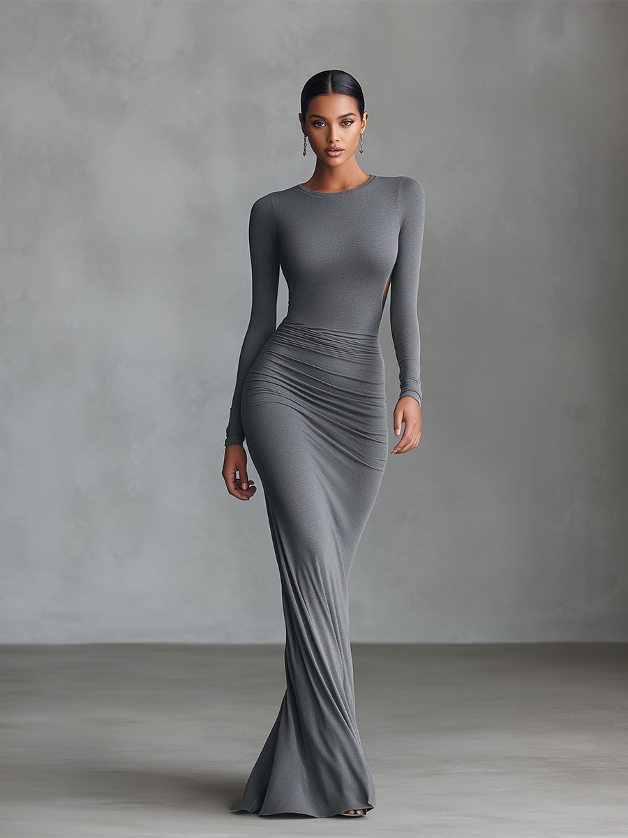Alix grey elegant stretch dress with a flattering, versatile silhouette