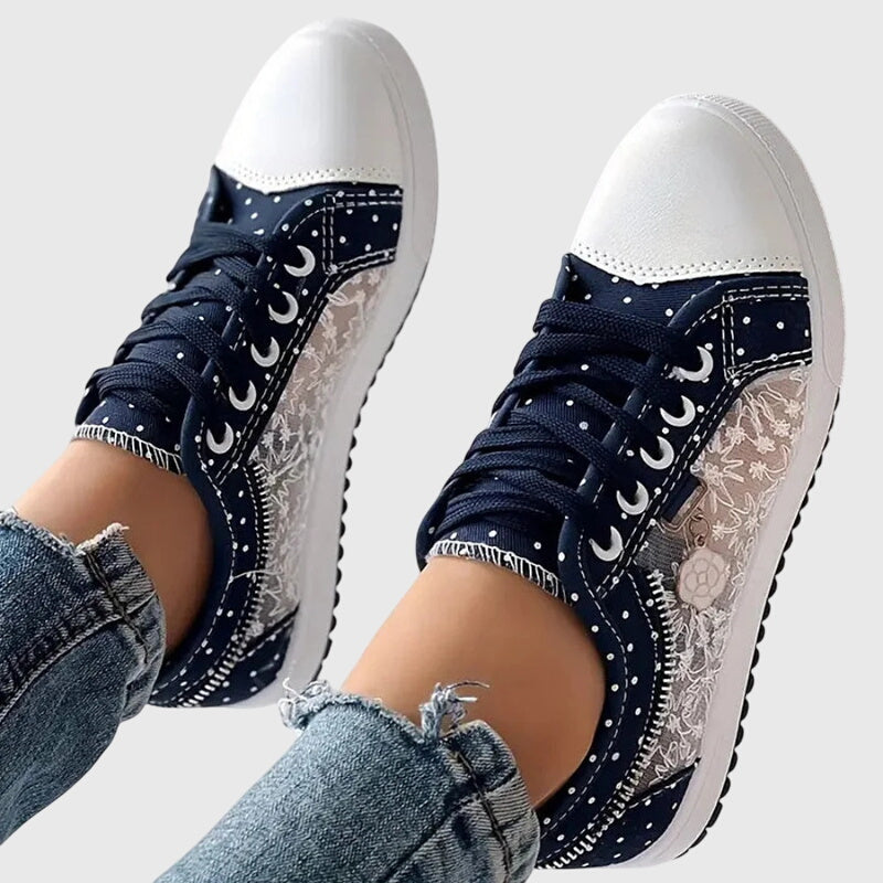 Comfortable lace-up sneakers in soft blue tones for everyday wear