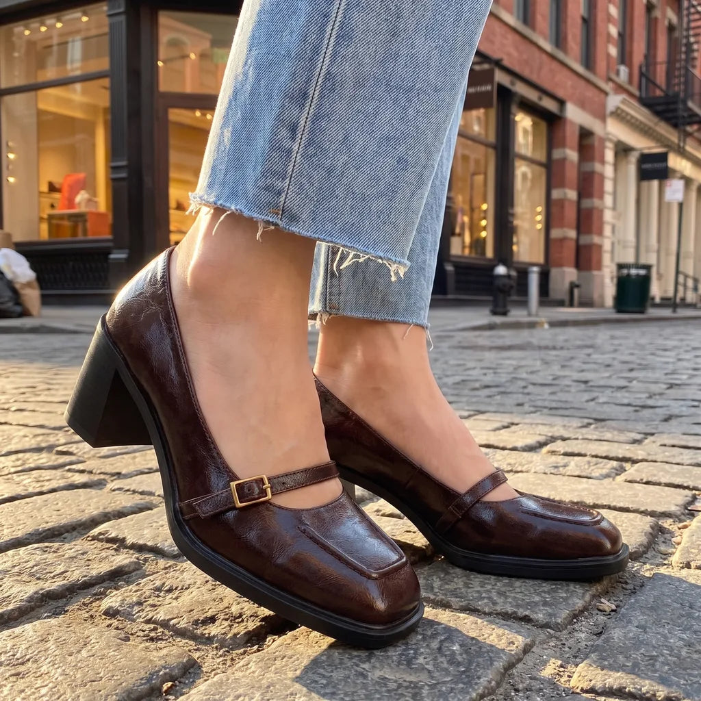 Patrice patent block heel Mary Janes