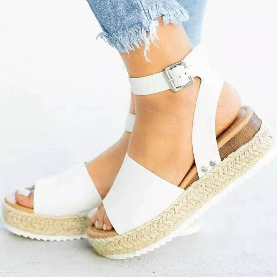 Amalia platform sandals worn