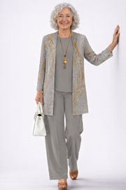 Alison blue and gold marble coordinated three-piece set for women