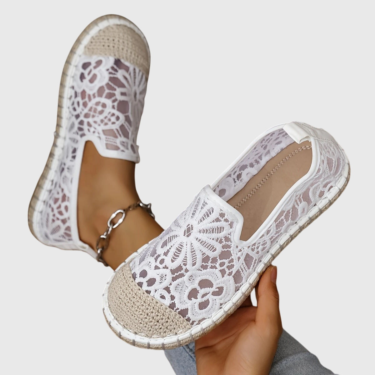 Ayla breathable slip-on moccasins for women in beige and black