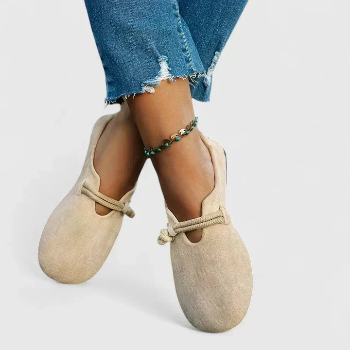 Ysavriann elegant slip-on loafers shown in beige and black