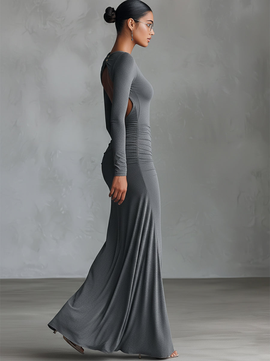 Alix grey elegant stretch dress with a flattering, versatile silhouette
