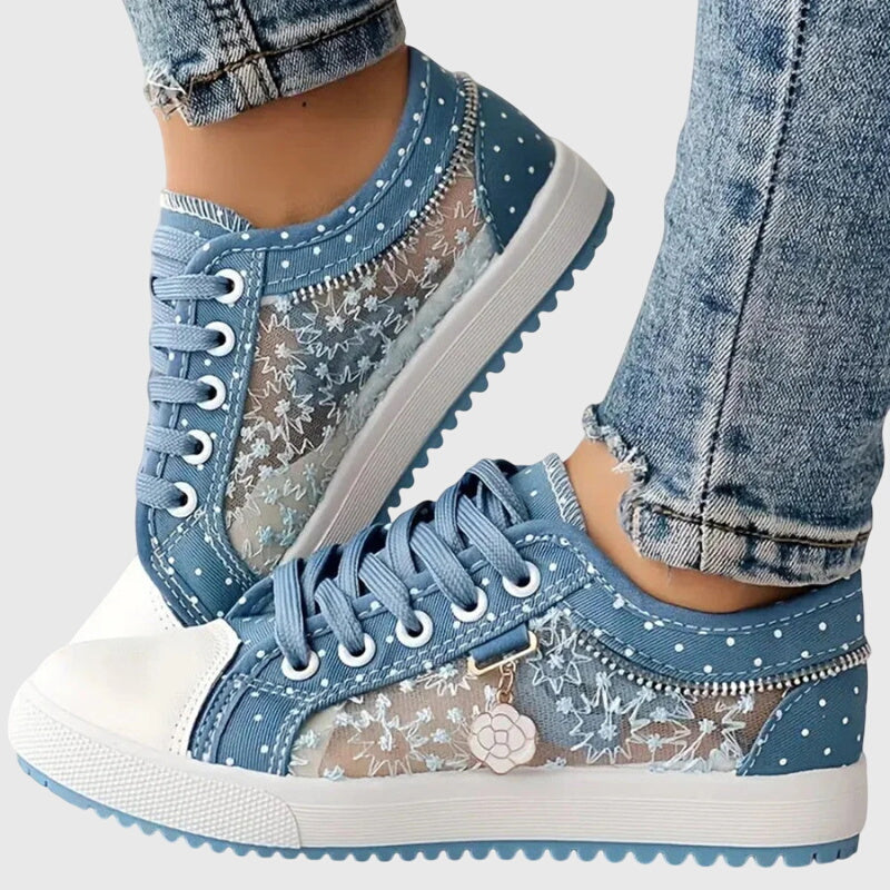Comfortable lace-up sneakers in soft blue tones for everyday wear