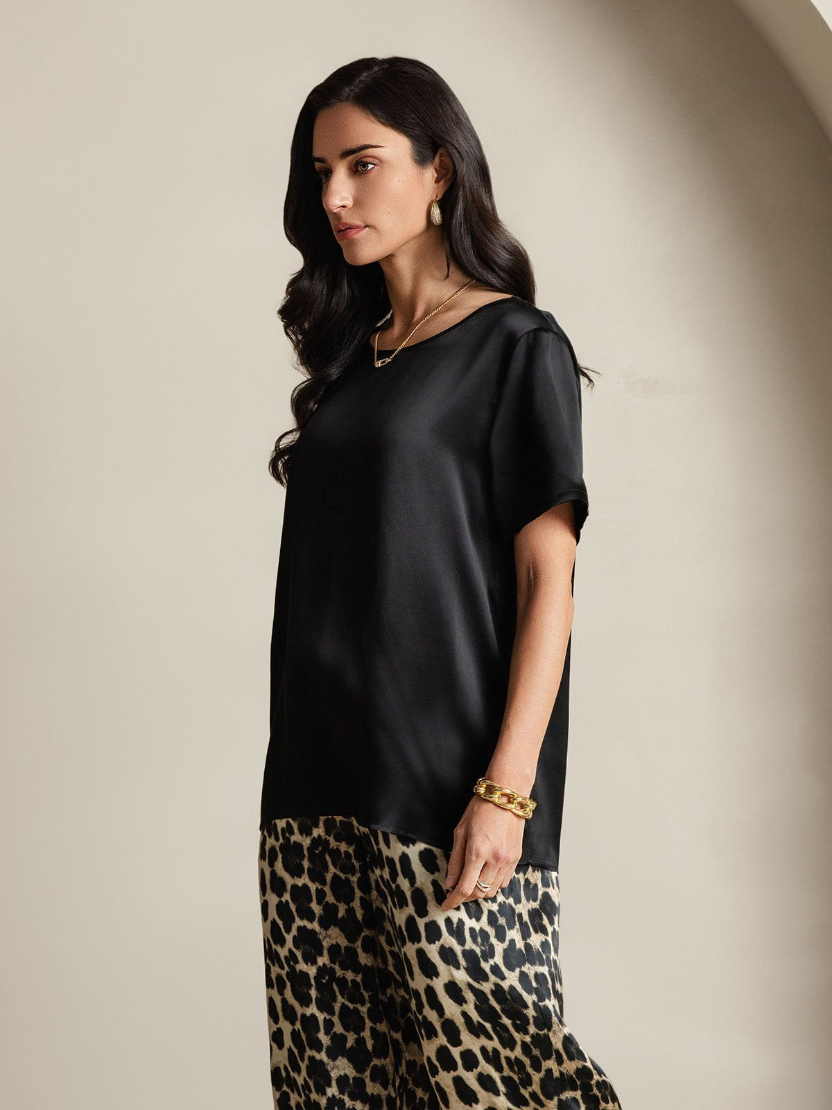 Lydia pure mulberry silk pyjama set in multi, a coordinated top and bottom sleepwear set